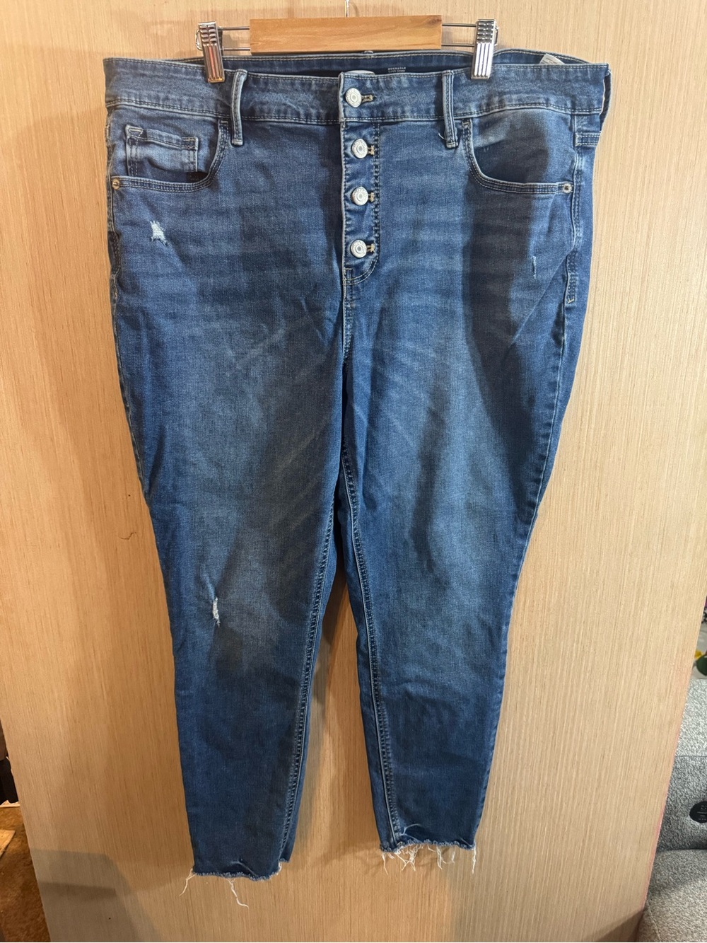 Old Navy Rockstar High-Rise Skinny Jeans in Dark Blue with Button-Fly Size 18